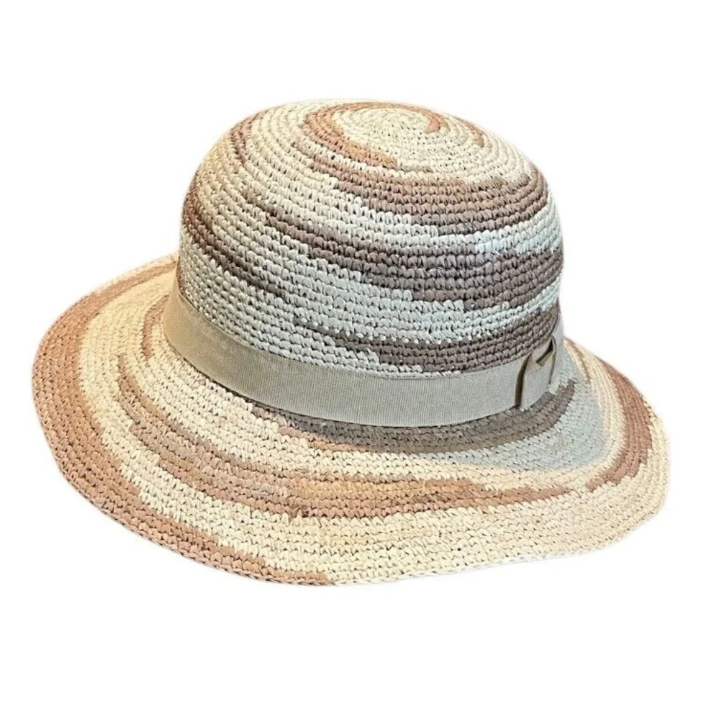 Tirabasso Made In Italy TWO TONES Sun‎ Hat With Ribbon